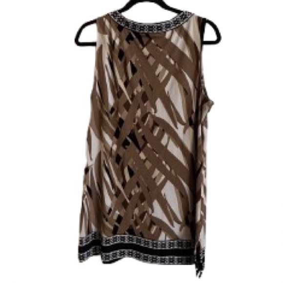Dana Buchman Brown Cream and Black Patterned Sleeveless Blouse - Size L - Picture 3 of 3